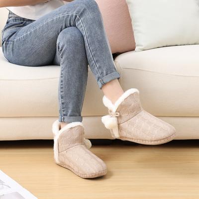 Модные зимние ботинки с улыбкой для женщин, пушистые вязаные ботильоны, тапочки, теплые домашние хлопковые туфли, уличные, домашние, плюшевая подкладка, ботинки для женщин