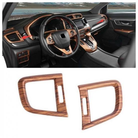 For Honda CRV CR-V 2017- Peach Wood Grain L&R AC Air Outlet Vent Cover Trim