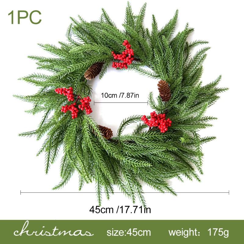 Искусственные Имитационные Зеленые Растения, Сосновые Иголки, Венки из Красных Ягод, Рождественские Декоративные Подвески-Шишки для Витрины Магазина