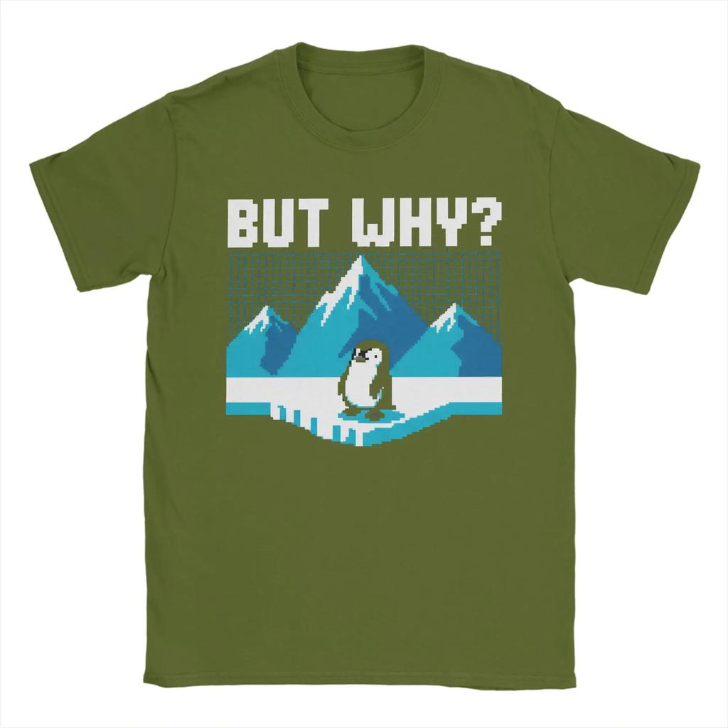 But Why Penguin Arctic T Shirt Unisexs 100 Cotton Vintage Tshirts Round Collar Tees Short Sleeve Clothes Gift Idea