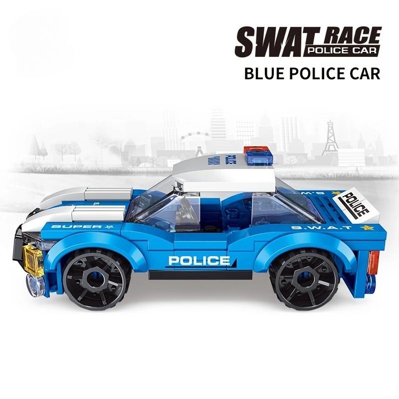 100 + шт. комплект строительных блоков, игрушки, синяя полицейская машина, игрушки, подарок, полицейская серия, автомобиль для детей и взрослых, счастливый подарок