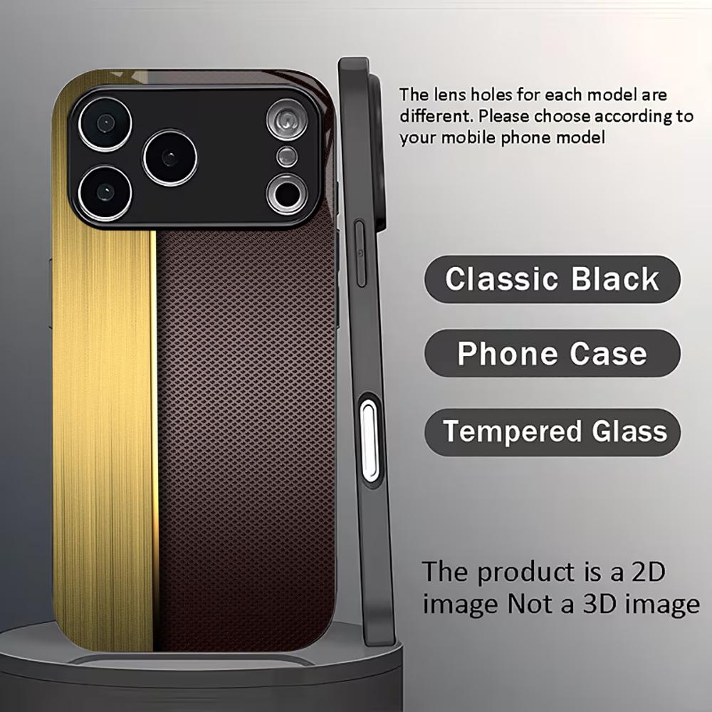 Trendy Gold & Black Mesh phone case Glass fashion phone cases fundas carcasa Phone Case for iPhone 17 16 15 14 13 12pm Pro Plus