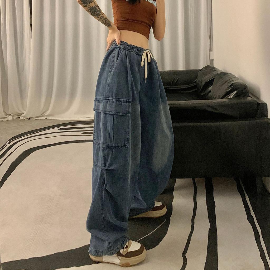 Американские женские уличные брюки свободного кроя с нашивками в стиле ретро