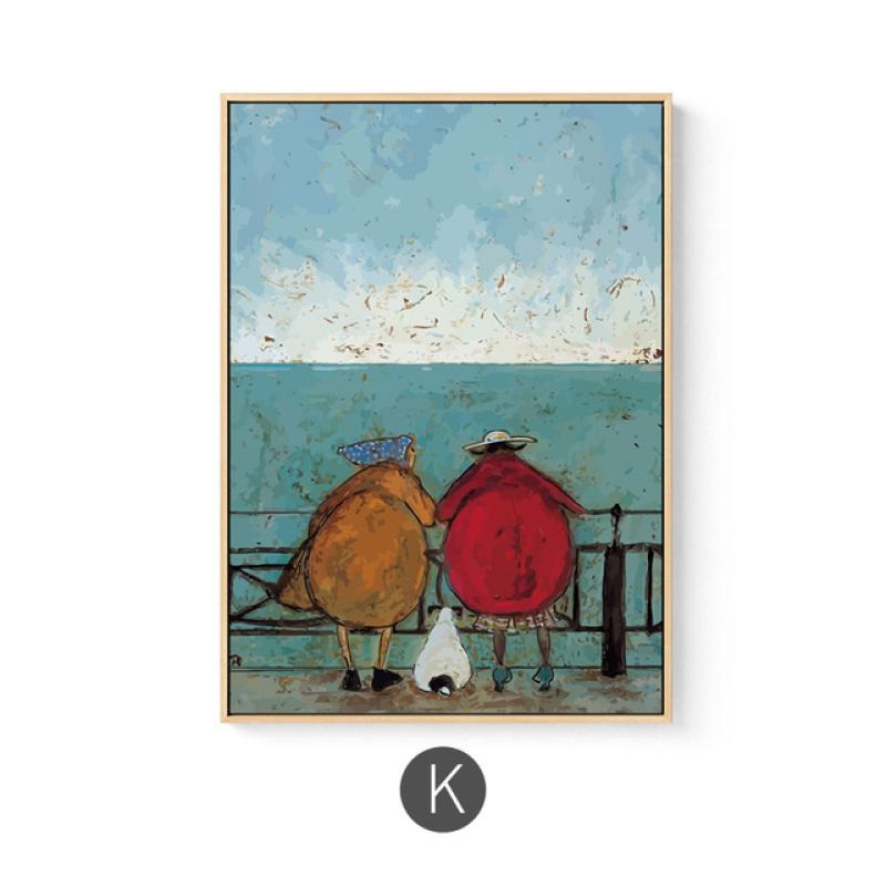 Maeham Nordic Family Happy Рисунок Холст Картина Плакаты Возврат Настенный художественный постер для Morden Гостиная Домашний декор