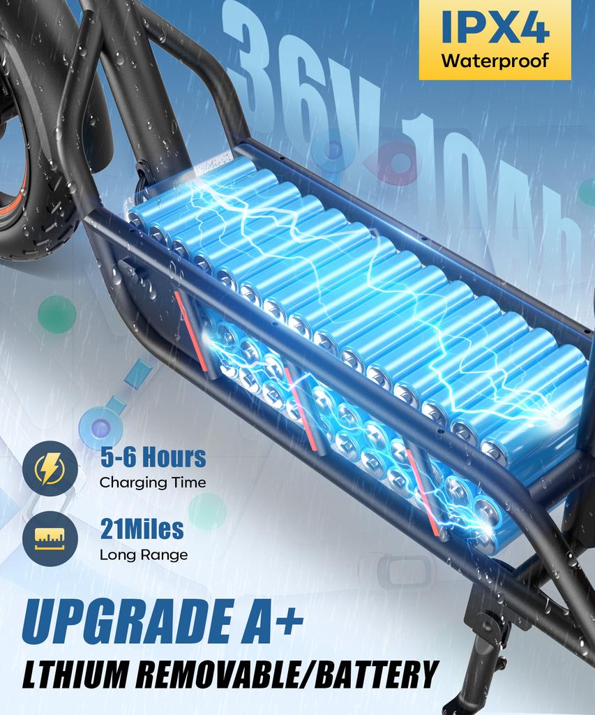 H14E-Scooters600W Brushless Motor 36V10AH Lithium Battery Dual Disc Brakes 14” Pneumatic Tires Foldable Electric Scooters