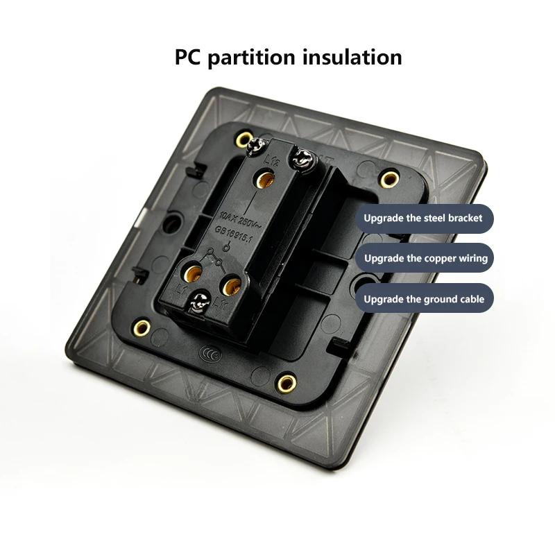 86 Тип Ретро Выключатель 1-4 Gang 2 Way Настенный Светильник Латунный Рычажный Переключатель Черный Матовый Нержавеющая Стальная Панель Розетка EU FR