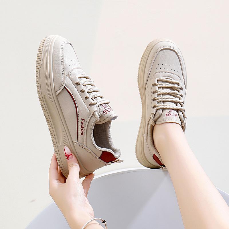 Women's Chunky Platform Sneakers Slip-On Walking Shoes Lightweight Breathable PU Leather Lace-Up Running Sneakers for Women Comfortable Tennis Shoes