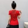 Summer Chic Women Clothes T-shirt Sexy Hollow Out Cartoon Swan Hot Diamonds Tops High Quality Female Luxury Slim Stretch Tees