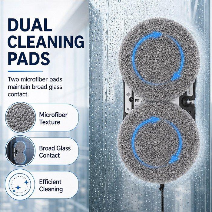 Robot Glass Cleaner 6000Pa Window Cleaning Robot with Function Sprayer 3 Cleaning Modes, for All Smooth Surfaces