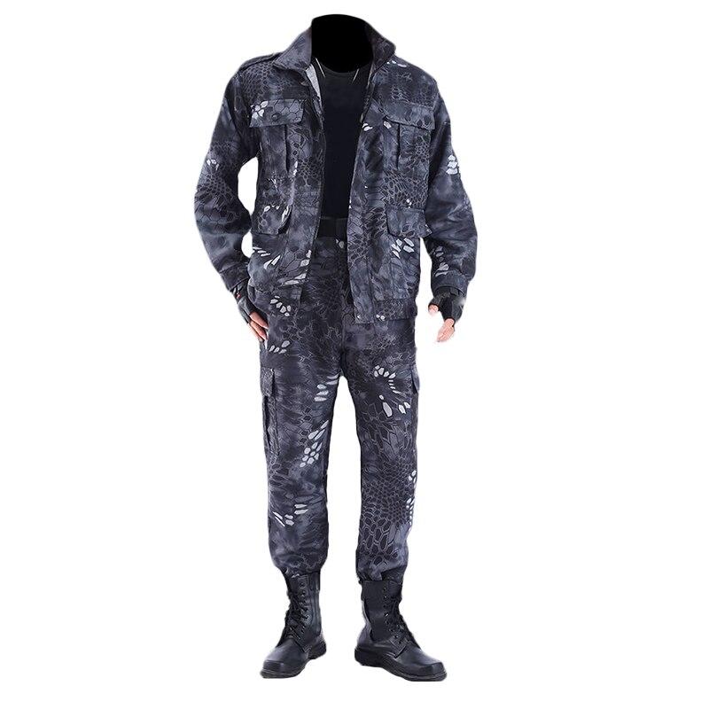 Men's Spring and Summer Soft and Thin Outdoor Suit Black Python Pattern Wear-resistant Overalls Labor Insurance Cloth