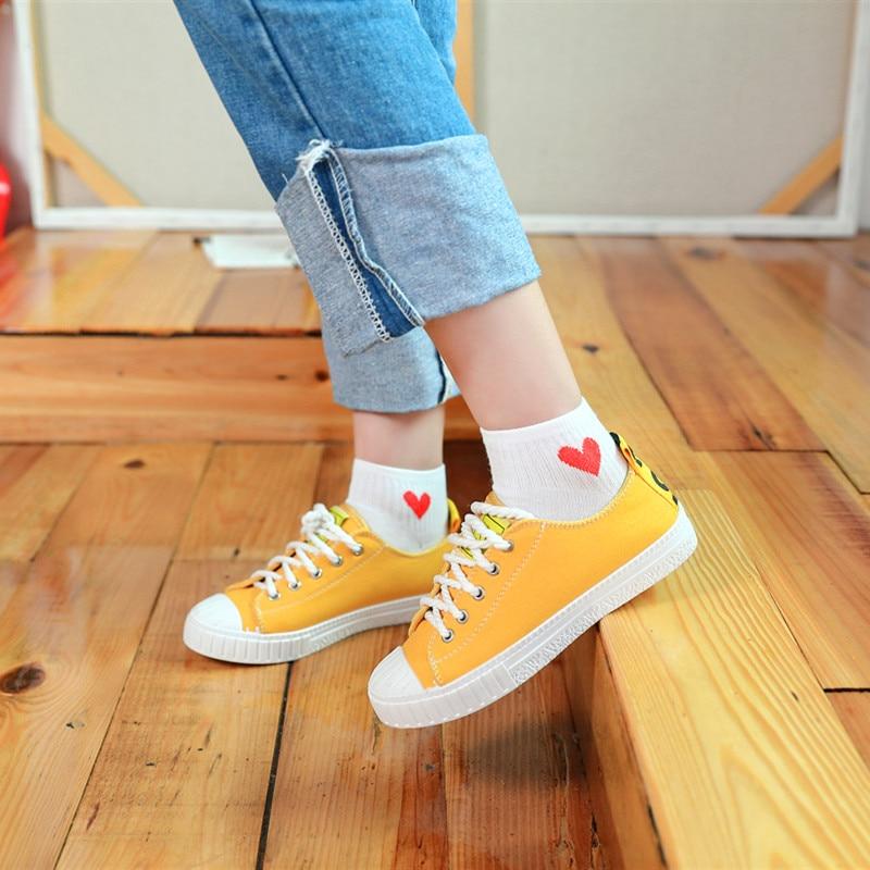 5 пар женских коротких носков с красным сердцем, милые удобные женские носки для колледжа, мягкие хлопковые носки для девочек на весну, лето и осень, Meias Sox 