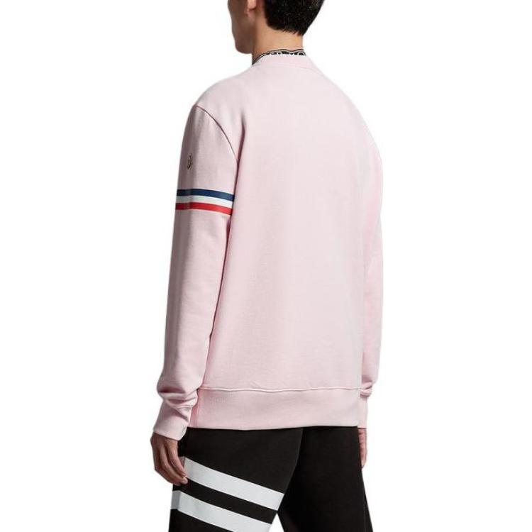 Moncler Sweatshirts Men's Pink Crew Neck Moderate I10918G00005899WC532