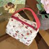 Cute Cherry Cat Cosmetic Bag Large Capacity Quilted Cotton Wash Bag Portable Hand Carry Cosmetics Storage Bag