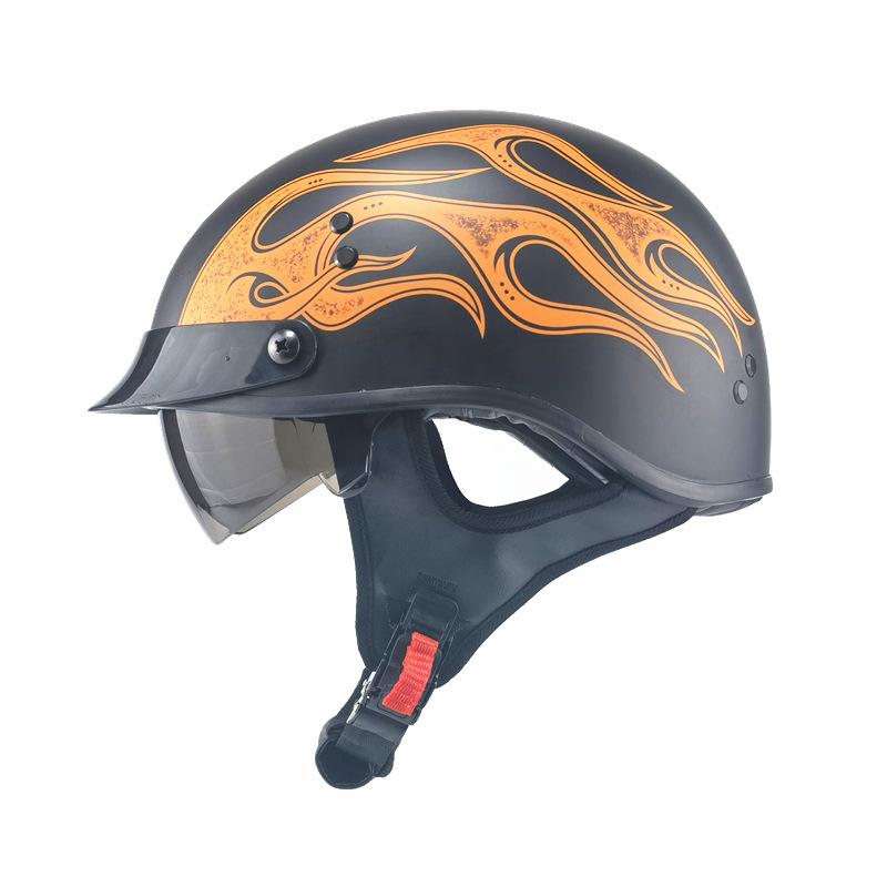 Мотоциклетный шлем с открытым лицом, одобренный ретро с солнцезащитными линзами, винтажный полушлем