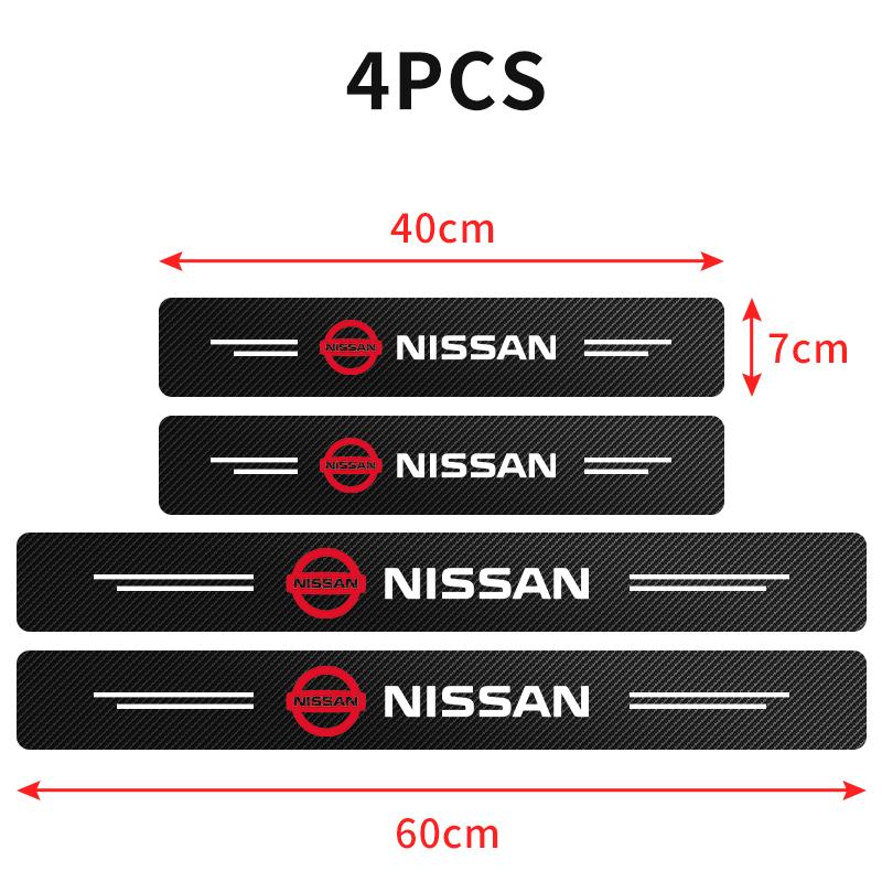 4pc Car Door Threshold Carbon Fiber Scuff Plate Sticker Car Accessories For Nissan Qashqai J10 J11 Trail Tiida Juke Teana Pulsar