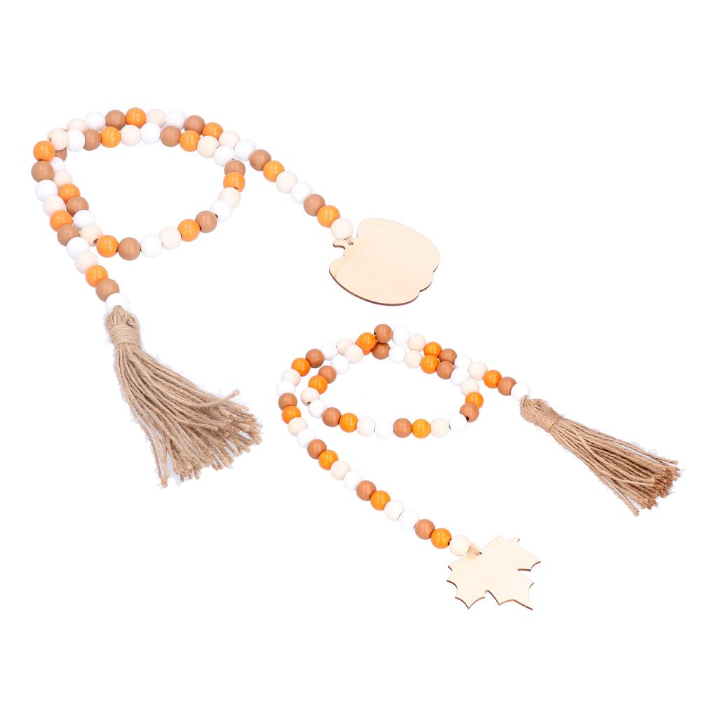 Wood Bead Garland with Tassels Wooden Rustic Bead Ornament for Home Decoration and Festival Decorati