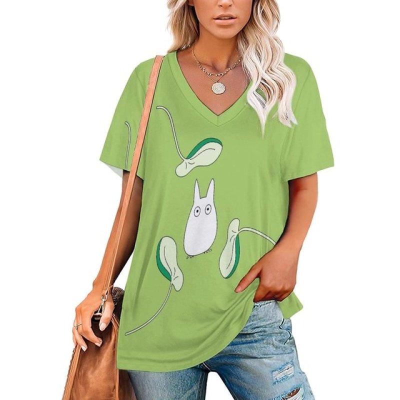 Fashion Women's Top Flowers Print T-shirt Short Sleeve Casual V-neck Tee 5xl Summer Female Holiday Oversized Women Pullover