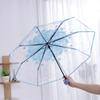 Fully Automatic Transparent Folding Umbrella Three Fold Self Opening and Closing Umbrella Plastic Umbrella, Thickened
