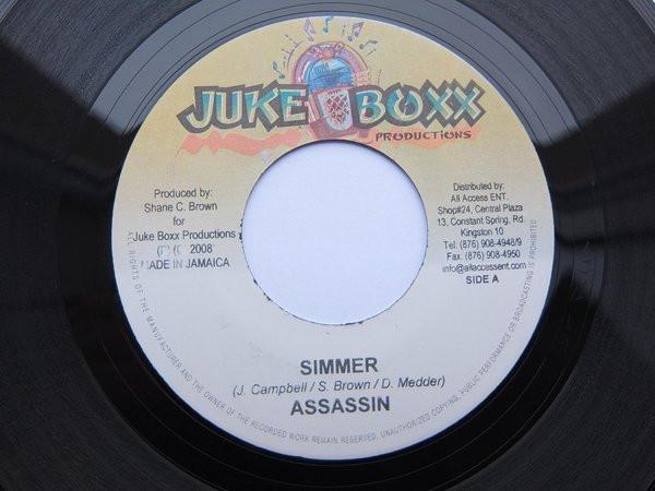 7inch Record ASSASSIN - Simmer NONE Juke Boxx Produ 2008 Jamaica Reggae, Ska & Dub Used