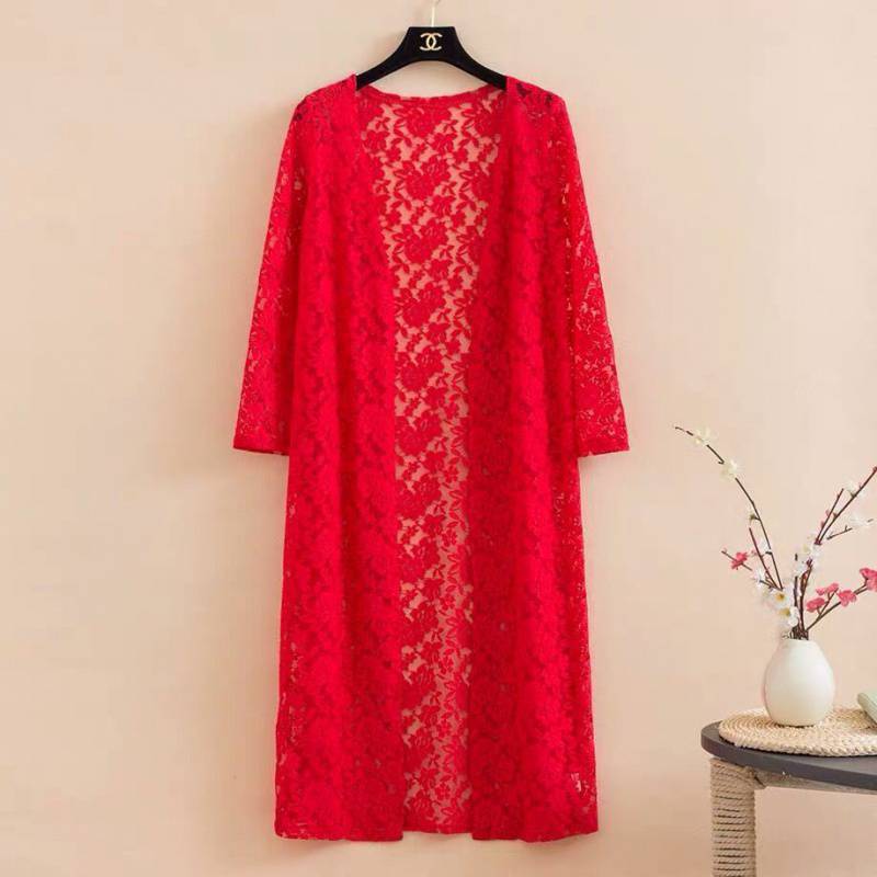 Женский летний тонкий кружевной кардиган с длинными рукавами, шаль, плюс размер, верхняя юбка в тон, топ