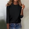 Shirt For Women's Fashion Casual Raglan Sleeve Round Neck 3/4 Sleeve Loose Solid Color T-Shirt Ladies Top
