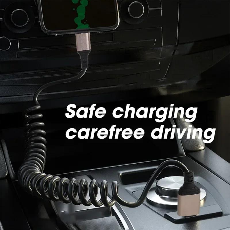 6A USB Type C кабель для быстрой зарядки USB\Type-C на Type-C Carplay пружинный кабель для iPhone 12 13 14 Xiaomi Samsung Huawei кабель для передачи данных