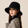 Autumn Winter Bow Wool Hat Solid Color Fisherman Hat Women's Basin Hat