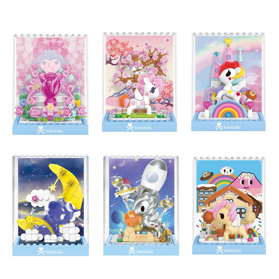 Creative Unicorn Ornament Gifts Box Building Blocks Sets Pony Mini Bricks Romantic Cherry Blossom Rainbow Unicorn Girls Toys