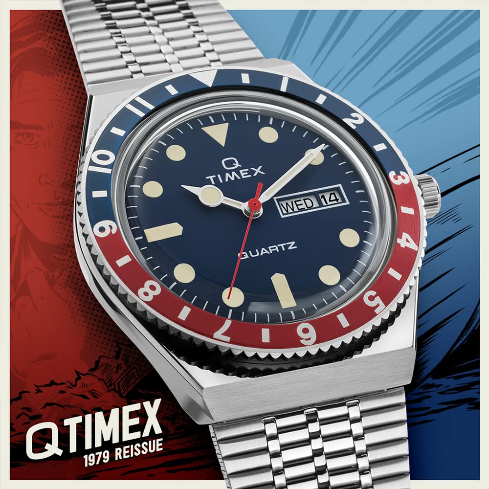 TIMEX Men's Q Watch, Blue and Red, TW2T80700 [Parallel Import]