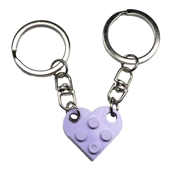 1 Pair Detachable Heart Pendant Keychain Matching Brick Key Ring Couple Lover Key Chain Valentine Day Gift