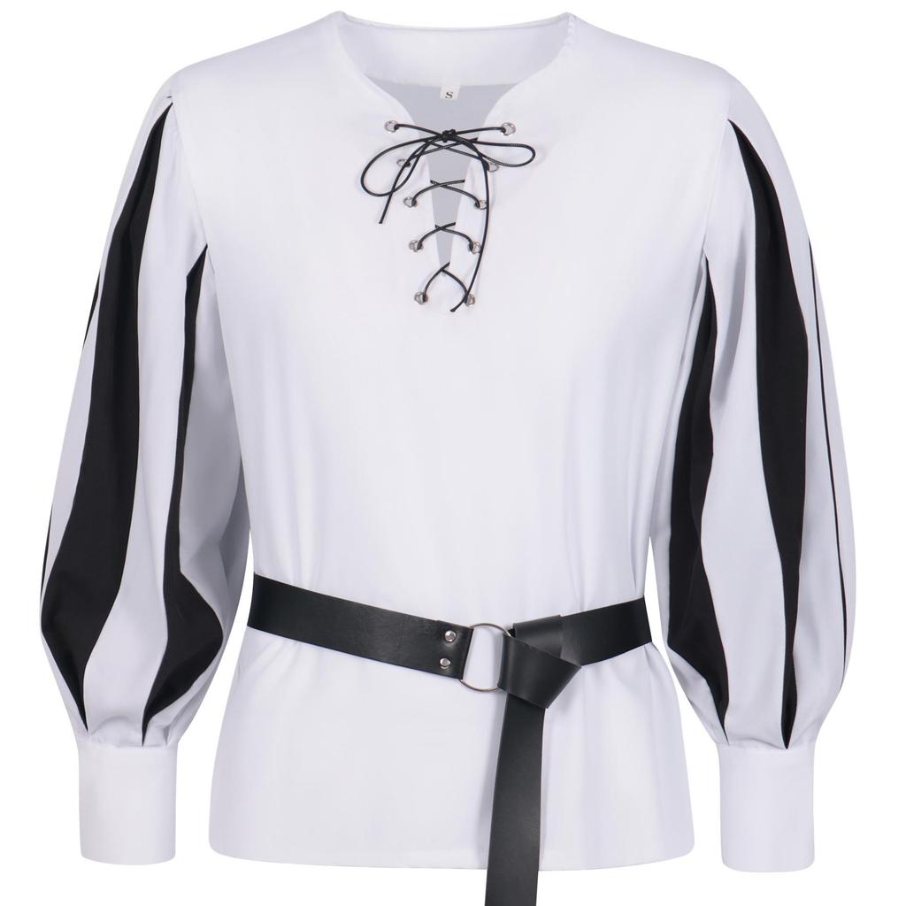European & American Retro Medieval Costume Lace-up Shirt Cosplay Top