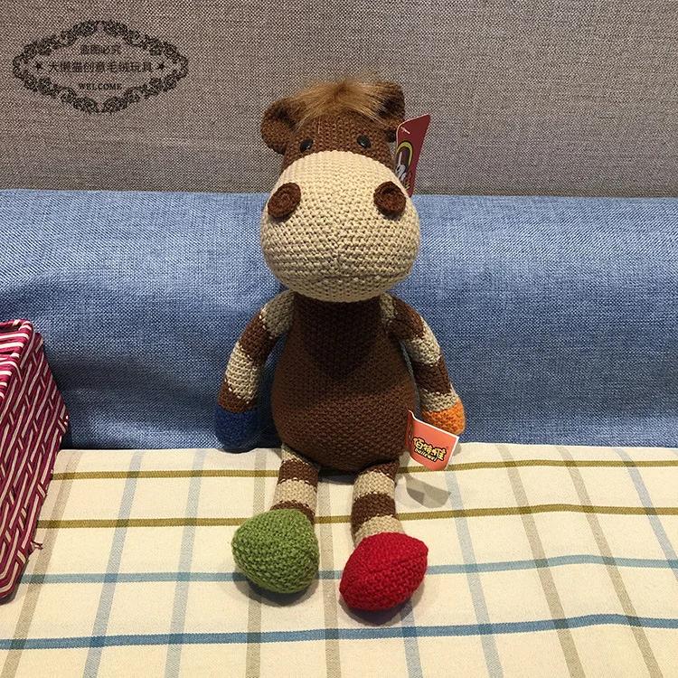 Crochet Animals Plush Stuffed Bunny Monkey Dolls Cotton Knitted Plushies Rabbit Cuddle Toys Kids Early Educational Peluche Toy
