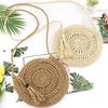Yogodlns Round Soft Paper Rope Shoulder Bag Tassel Handmade Crossbody Bags Straw Bag Circle
