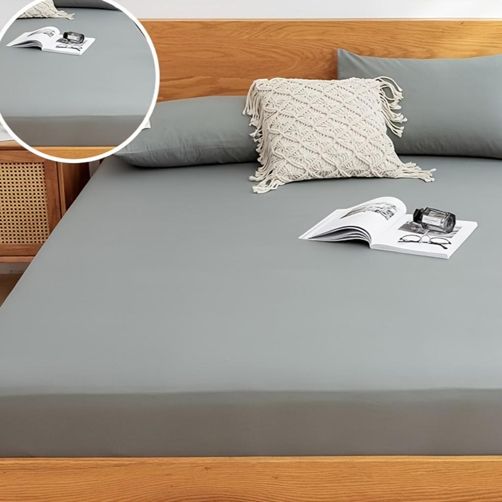 1 мягкая и удобная однотонная простыня, глубокие карманы для надежной посадки и простоты ухода, полиэстеровая ткань, пригодная для машинной стирки, для идеального комфорта в любое время года