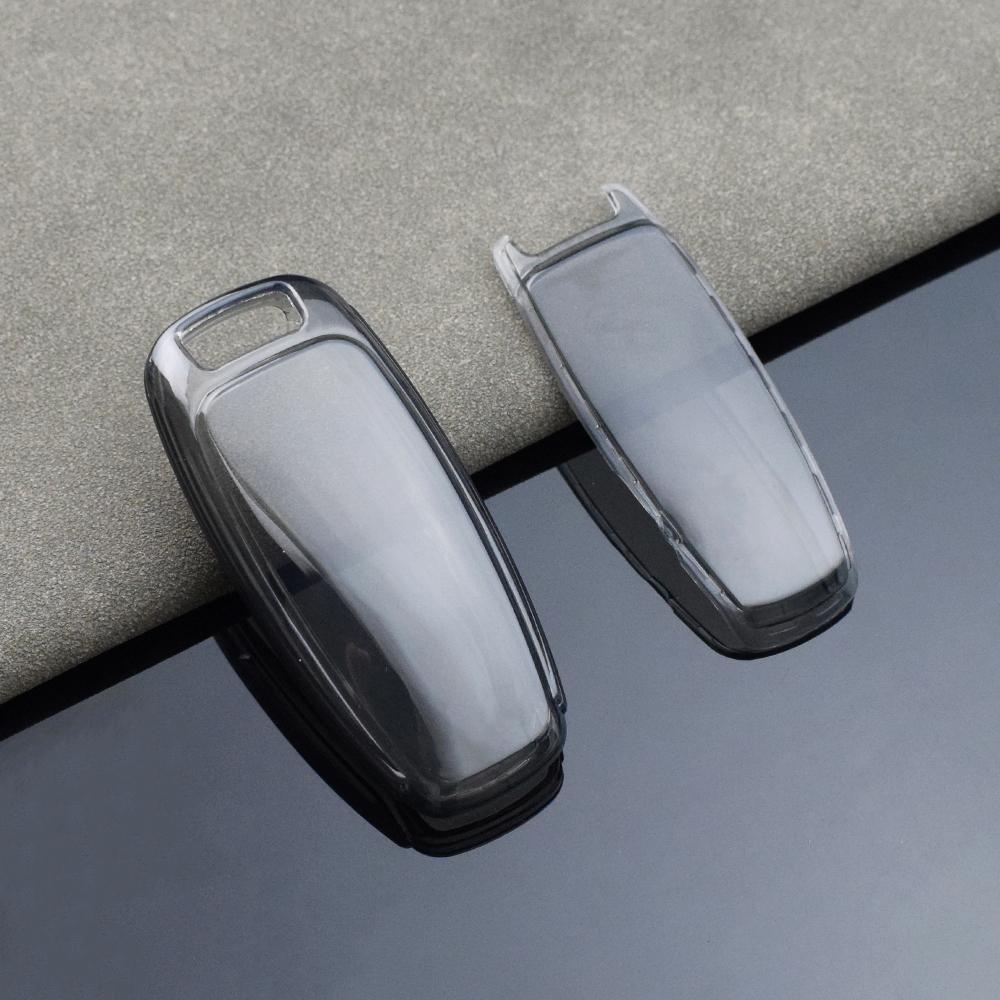 Для A6 A7 A8 E-tron Q5 Q7 Q8 C8 D5 Прозрачный чехол для автомобильного пульта дистанционного управления из ТПУ с держателем для бесключевого доступа, аксессуары для брелока