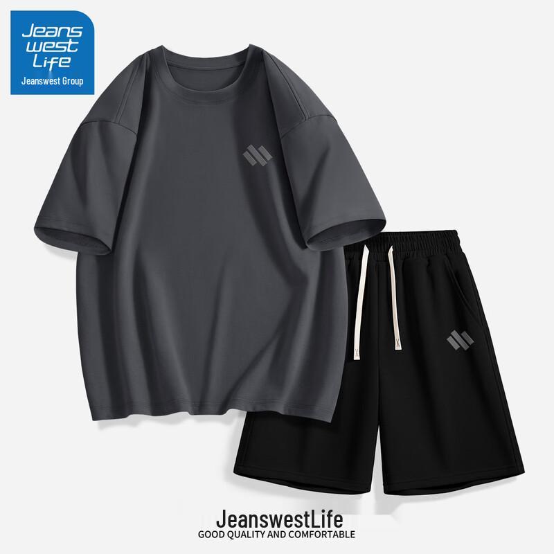 JEANSWEST LIFE Мужской комплект: хлопковая футболка и шорты большого веса