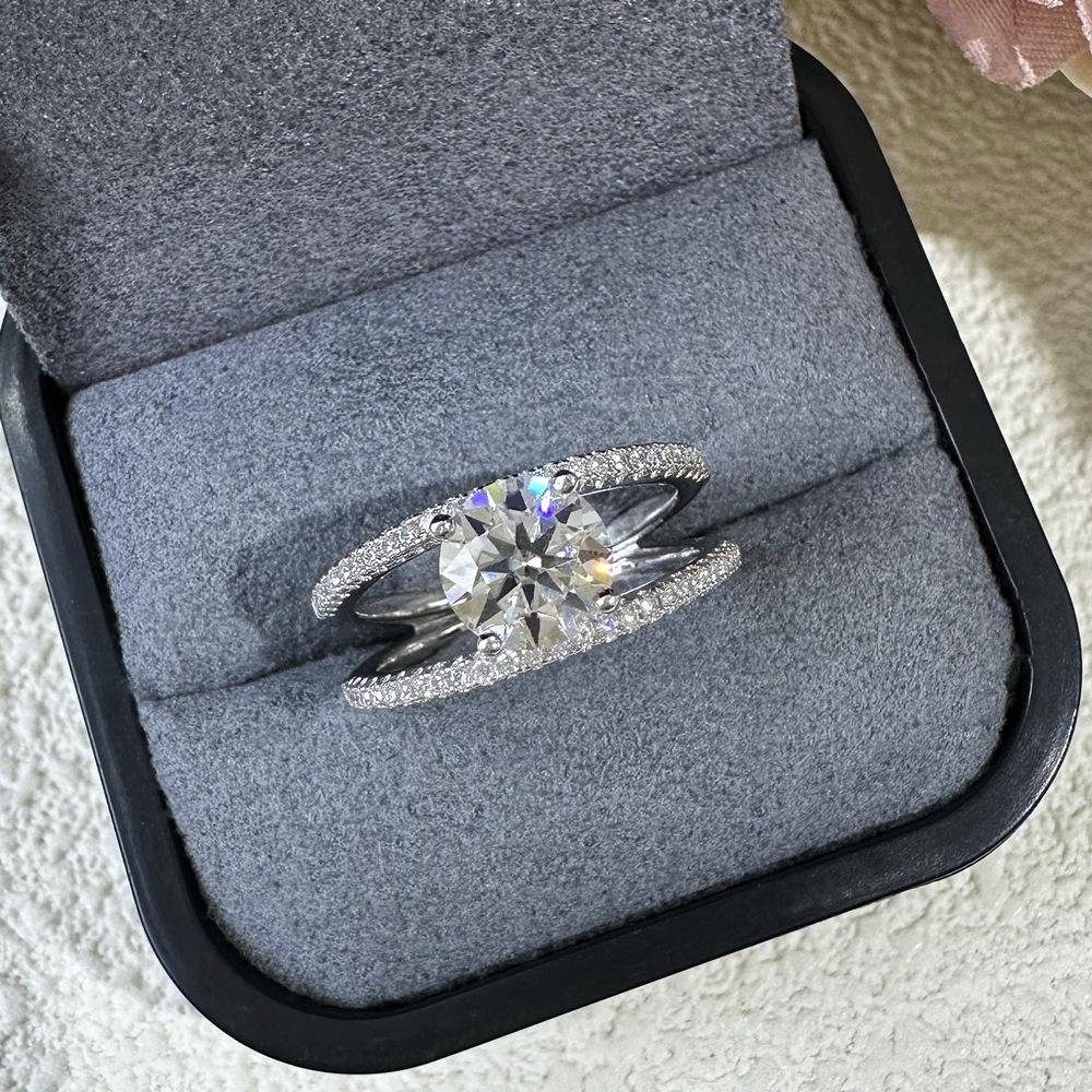 Vinregem 100% 925 Sterling Silver 3EX VVS1 D Color Round Cut 7 MM 1.25CT Real Moissanite Diamonds Women Ring Wedding Engagement Fine Jewelry Gifts