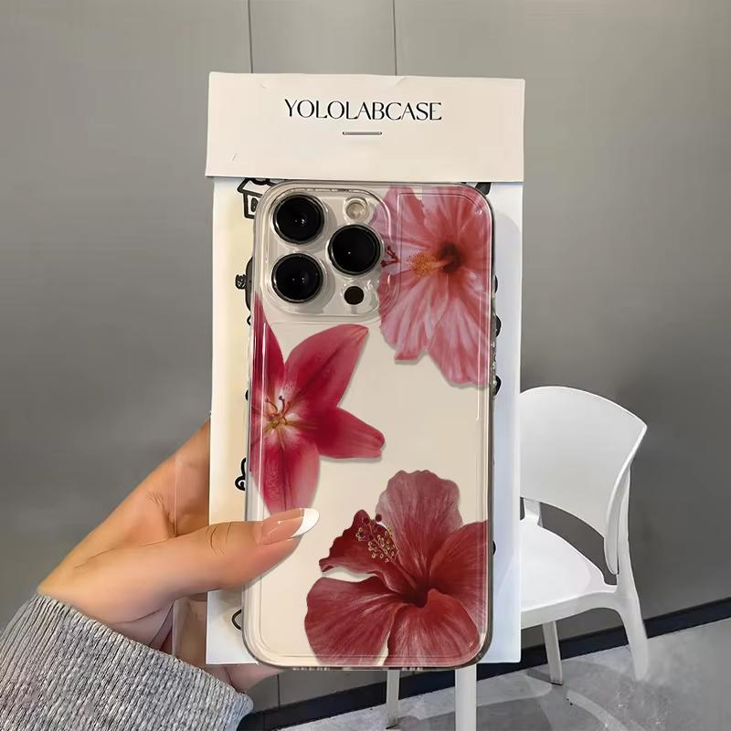 Red Lily Print Clear Phone Case For Xiaomi Mi Poco X6Pro X6 X7 X5 Pro Mi Poco F7 Pro F6 F5 Silicone Cover