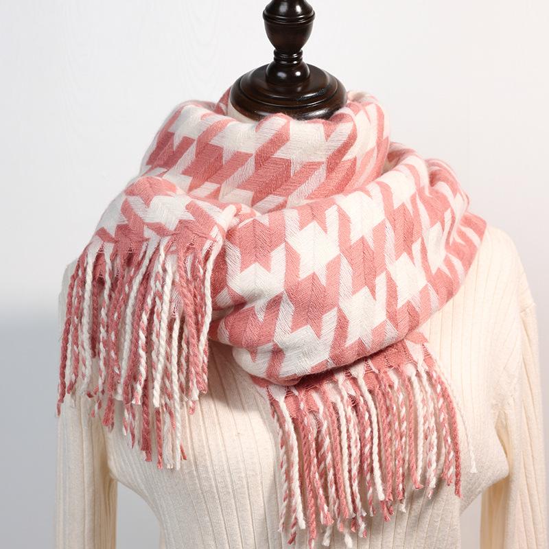 2023 Winter Faux Cashmere Women Scarf Luxury Brand Scarves Lady Tassel Bandana Women Solid Shawl Wraps Foulard Tippet Pashmina