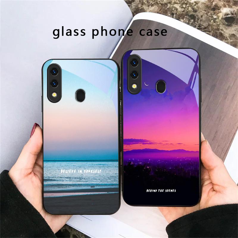 Темно-синяя морская вода Для Samsung Galaxy A30 A31 A32 A33 A34 A35 A42 A30s A20 A25 A26 A51 A56 A54 A72 A73 A70 Стеклянный чехол для телефона