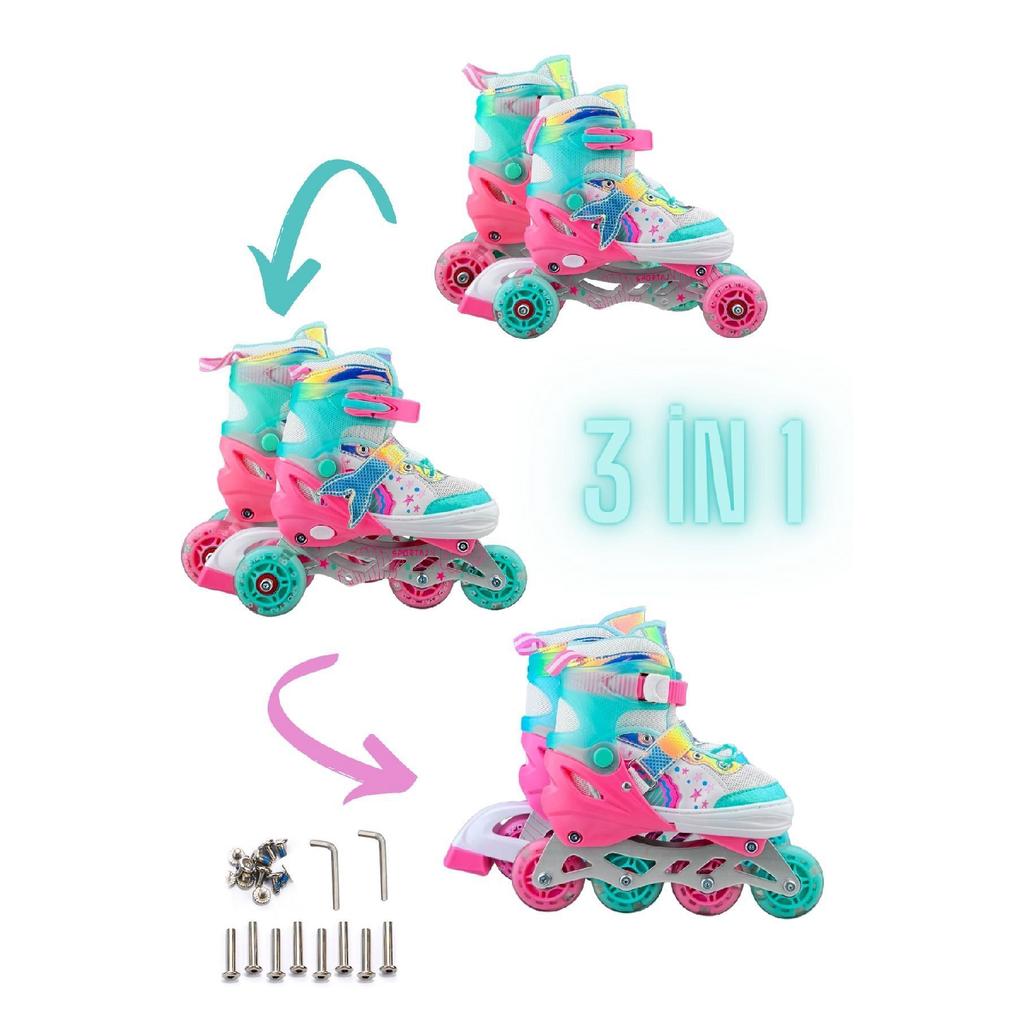 Светящийся защитный шлем для скейтбординга «Русалка», силиконовое колесо для катания на коньках 2 2 для девочек, футболка 3 в 1 с сумкой для переноски