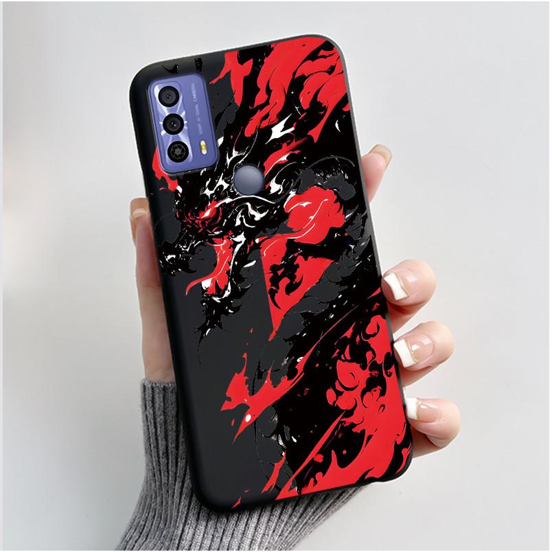 New Design Case For TCL 20B (6159K) Fashionable Black Love Pattern Shockproof Protective Cover Soft Silicone Black Case
