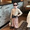 FADOBABY Девочка Вафельный Мультяшный Топ с Длинным Рукавом и Повседневные Брюки