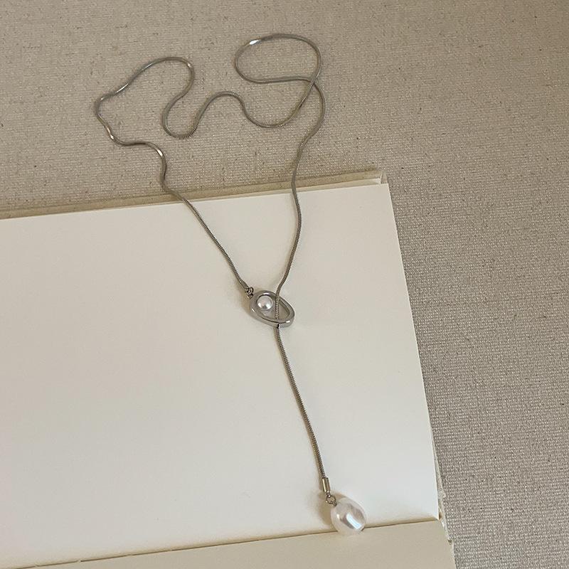 Нишевая высококачественная выдвижная цепочка из жемчуга, женская, уникальная, темпераментная, модная, универсальная, цепочка на шею, цепочка на свитер