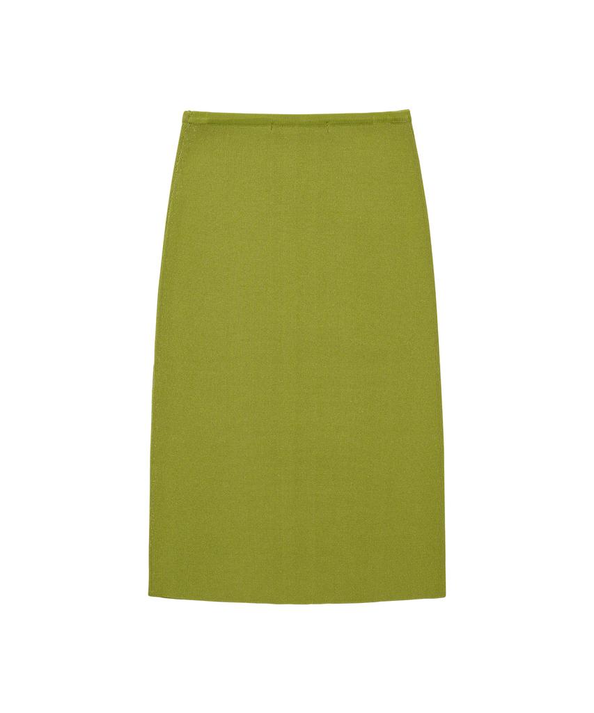 Wellbeing Express Embroidered Knit Midi Skirt Leaf Green