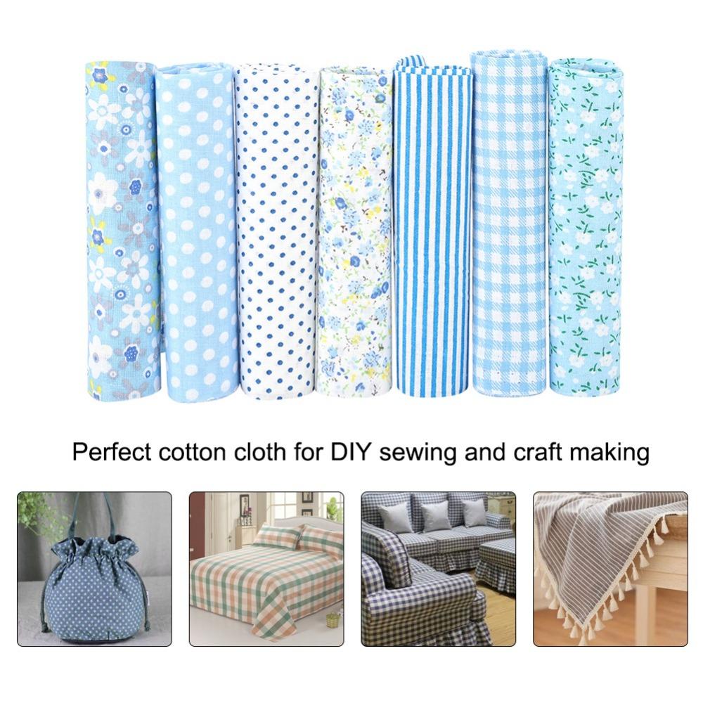7Pcs Blue floral pattern Fabric Bundle Quilting Fabric Hand quilt production