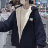 Женская толстовка с капюшоном из овечьей шерсти - Стиль зима 2025, С начесом, Утепленная, Свободный кардиган, Модная и теплая верхняя одежда для студентов.