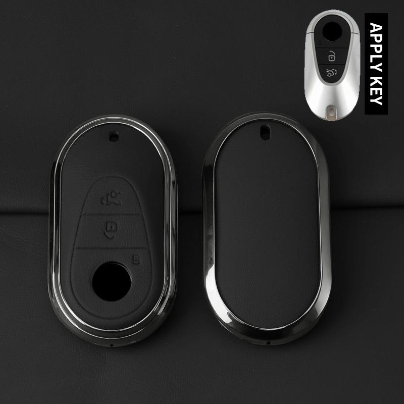 Styling Mouldings Metal Leather Car Key Case Cover For Mercedes Benz C E S Class GLC W206 W223 W214 E300 C260 C300 S450 S500 Key