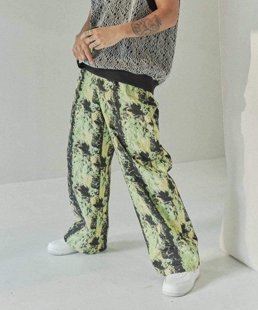 F8KE CHEMICAL CLUB Flower Jacquard Wide Pants Neon