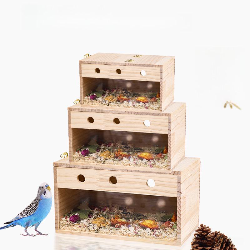 Clear Parrot Breeding Box, Black Phoenix Tiger Skin Peony Design, Hanging Bird Nest House.